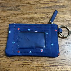 Blue Floral Getaway Travel Zip Wallet with ID Case Key Chain.  Brand New 