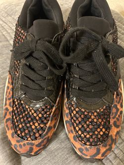 Leopard Print Lace-Up Sneakers