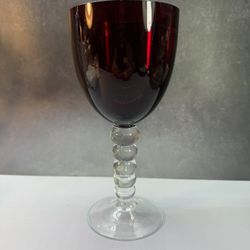 Home James Candlewick Red Glass Water Goblet  Height 7.75" x Width 3.5". Weights: 10oz