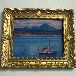 Small Framed Boat Seascape Painting