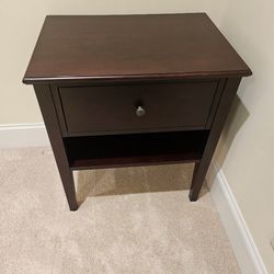Dark solid cherry wood bed side end tables. Set of 2.