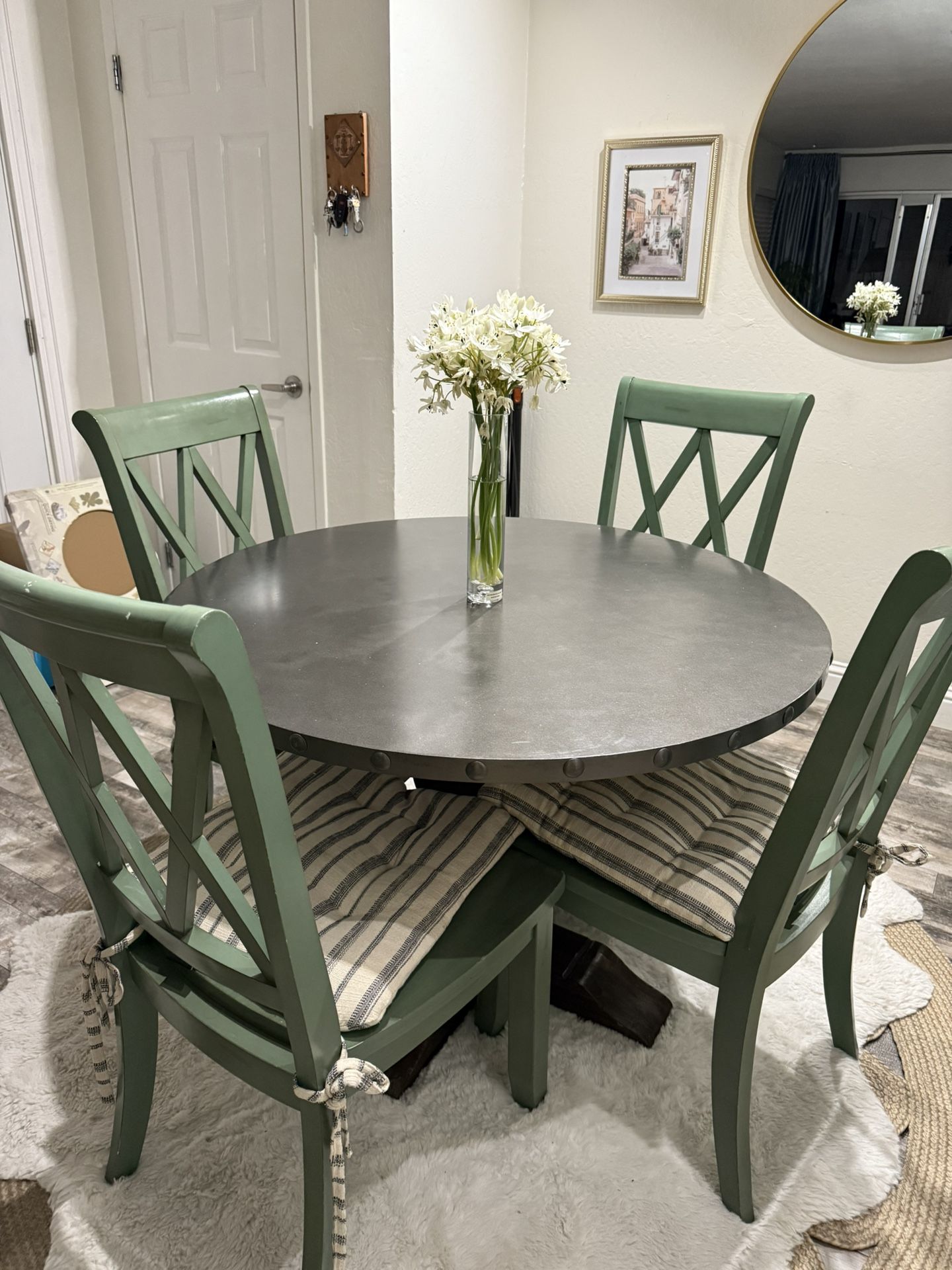 42-Inch Dining Table with 4 Chairs – $350