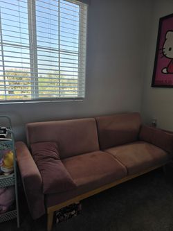 Pink Velvet Convertible Futon Sofa Bed – $80 OBO