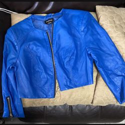 Blue jacket on lether Sizes M