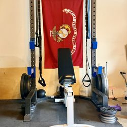 Squat Rack And Adjustable Bench (weights/TRX straps Not Included)