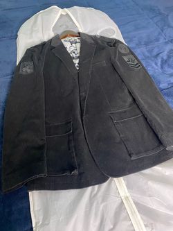 Vintage Affliction Red Label Premium Corduroy Blazer Jacket Skull Military L 44-46