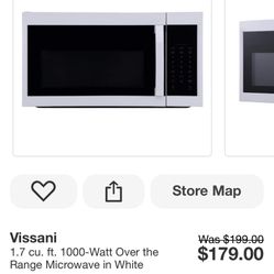 30” 1.7 CU FT WHITE OR BLACK  OVER THE STOVE MICROWAVE NEW