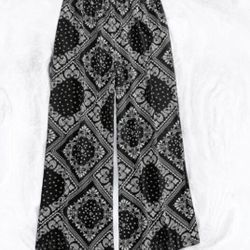  Plus size Paisley Scarf Print Wide Leg Pants
