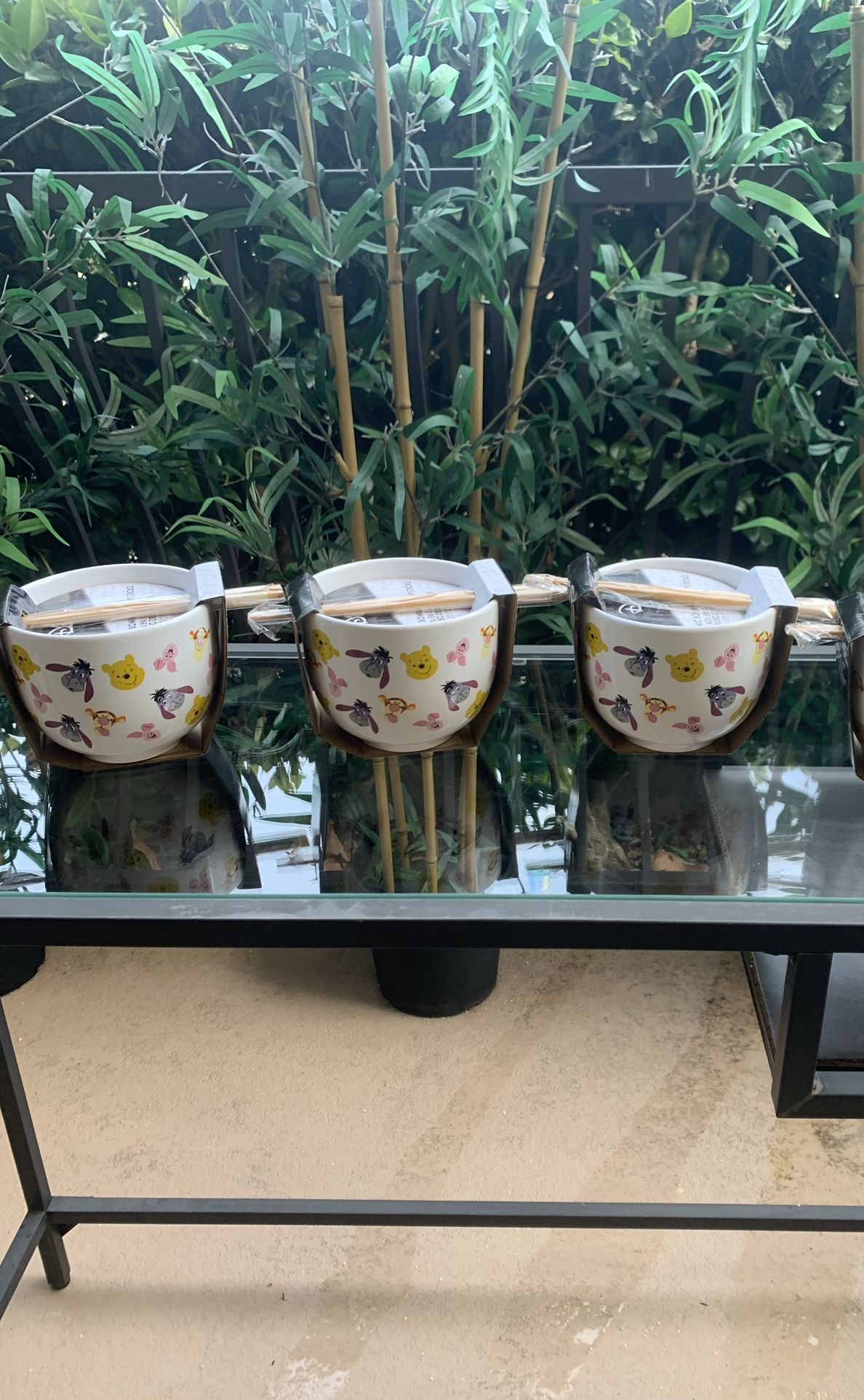 (3) WINNIE THE POOH CERAMIC BOWL & WOODEN CHOPSTICKS - 20 oz - BRAND NEW