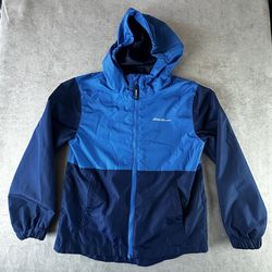 Eddie Bauer Kids S (7/8) Blue Hooded Windbreaker Jacket Lightweight