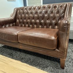 Tuftet Leather Loveseat-Macomb dupe