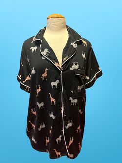 Black Safari Animal Print Pajama Top