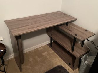 L-Shaped Desk with Side Shelves