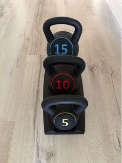 Kettlebell Set with Stand (5lb, 10lb, 15lb)