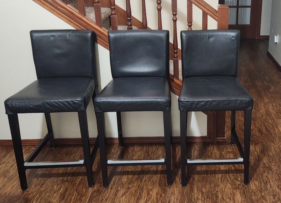 3×26" Ikea Leather Bar Stools 