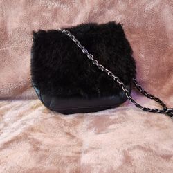 Vintage Polo Black Fur/Leather Style Bag