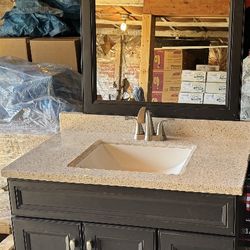 36" Vanity with mirror and Kohler Toilet