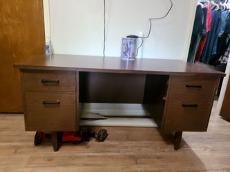 Mid-Century Style Wood Desk with Drawers