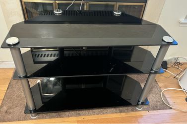 Free - LEDA 3 Tier Glass and Metal TV stand