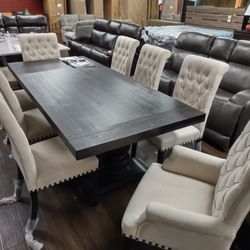 New 9pc Dinning Set Table With 8 Chairs