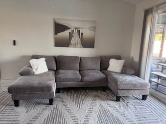 FREE DELIVERY gray sectional sofa couch sala double chaise