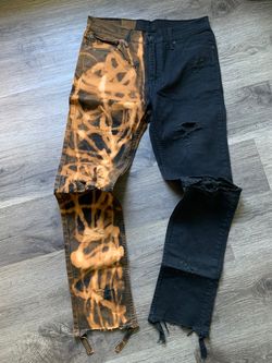 Custom Bleached Distressed Black Denim Jeans