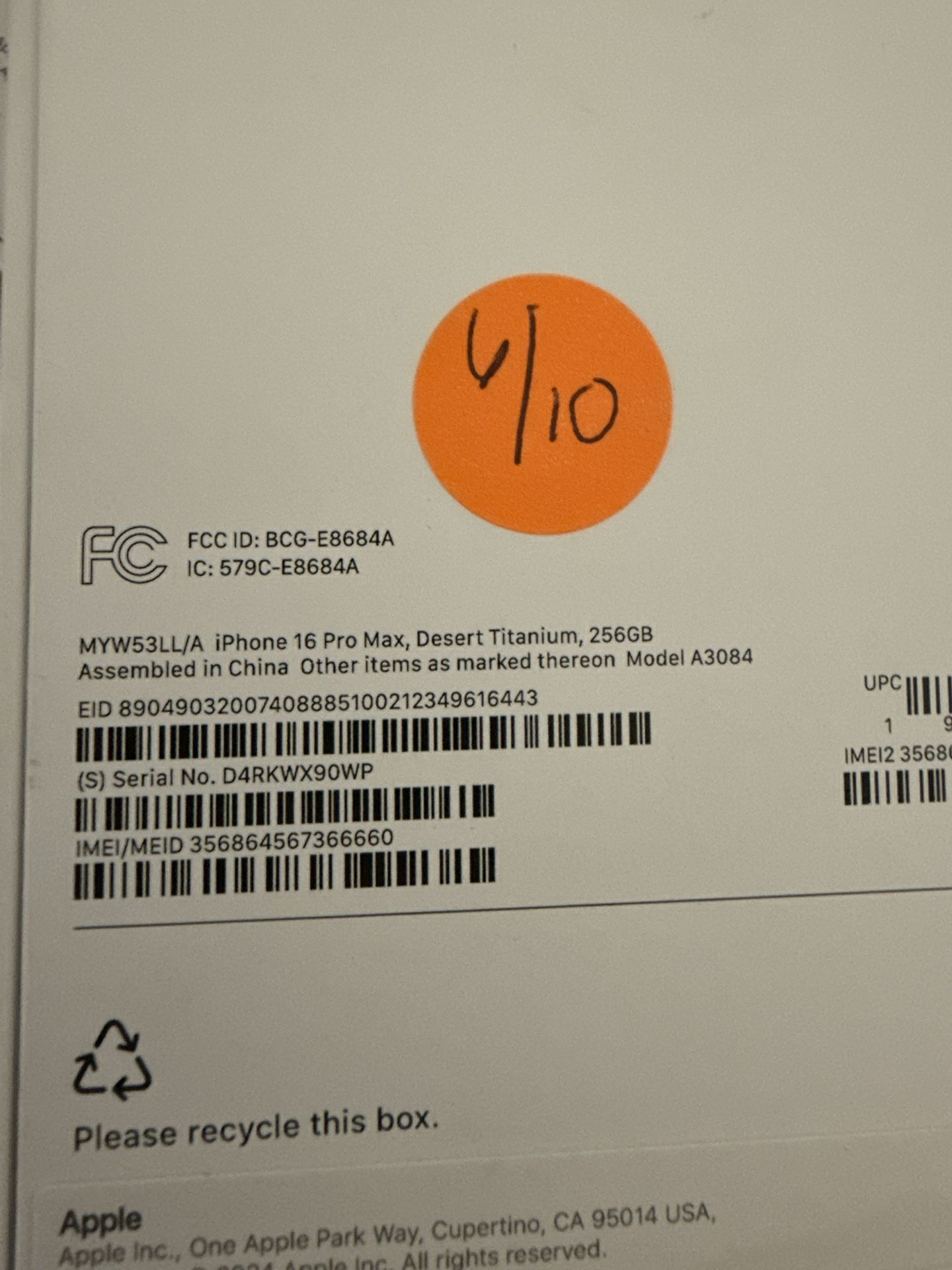 iPhone 16 Pro For Verizon 256 New New