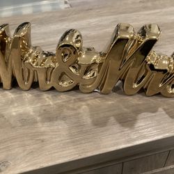 Mr & Mrs  Gold Ceramic 14x4”