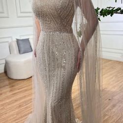 Elegant Serene Hill Gold Evening Gown