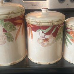 set Of Three Glass Canisters