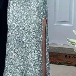 Sequin Prom Dress Grey/green, Size Small