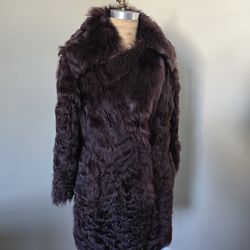 Genuine Fur Coat – Deep Plum / Burgundy –  Glam Statement