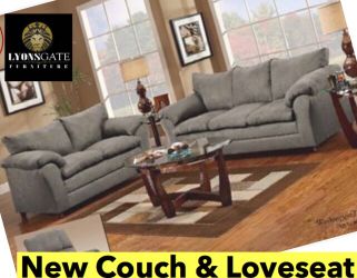 New Grey soft couch and Loveseat set
