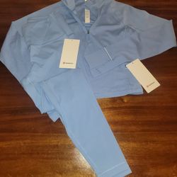 Women's Lululemon Half Zip Cropped Rulu Top & Leggings Combo Set 