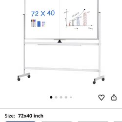 maxtek Rolling Whiteboard, 72x40 Large Double-Sided White Board Dry Erase on Wheels, Giant Magnetic White Board Standing for Office, School, Home Offi