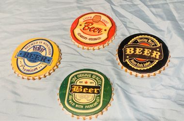 Decorative Beer Bottle Cap Set of 4 coasters
