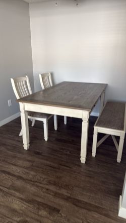 Dining table with bench