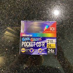 10-pack Memorex Cool Colors Pocket CD-R 24X Multi Speed  210MB 24Min NEW