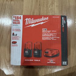 Milwaukee M12 12V Lithium-Ion Compact 2.0 Ah Battery Pack (2-Pack) Starter Kit with Charger