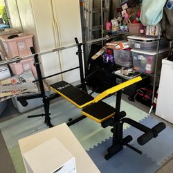 Workout Bench And Olympic Bar 