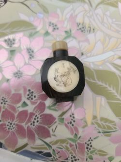 Vintage Asian Snuff Bottle Ivory And Wood AVAILABLE