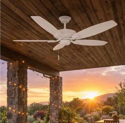 Ceiling Fan Indoor/Outdoor Matte White 52 in. with Downrod and Reversible Motor, Light Kit Adaptable Hampton Bay North Pond