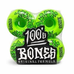 Bones Wheels 100s – Original Formula Skateboard Wheels (Neon Green) – 52mm