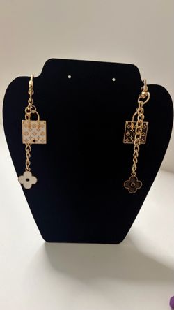 Gold Chain Earrings with Lock and Clover Charms