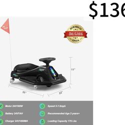 😀 360 Degrees Rotating Ride On Drift Car, 24V Electric Drifting Go Kart for Kids W/Replacement Wheels, High/Low Speed, 24V Brushless Motor, Flashing 