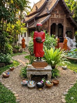 Standing Monk Buddha Statue 49” – Hand-Carved Solid Wood – Indonesia – Spiritual