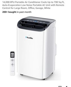 14,000 BTU Portable Air Conditioner Cools Up to 700 Sq.Ft, Auto-Evaporation Low Noise Portable AC Unit with Remote Control for Large Room, Office, Gar