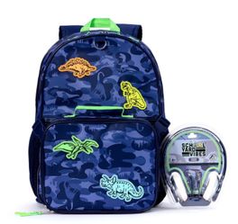 Kids Dinosaur Camo Backpack with Headphones Set