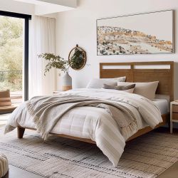 George free-standing walnut finish headboard, queen ，IF1888