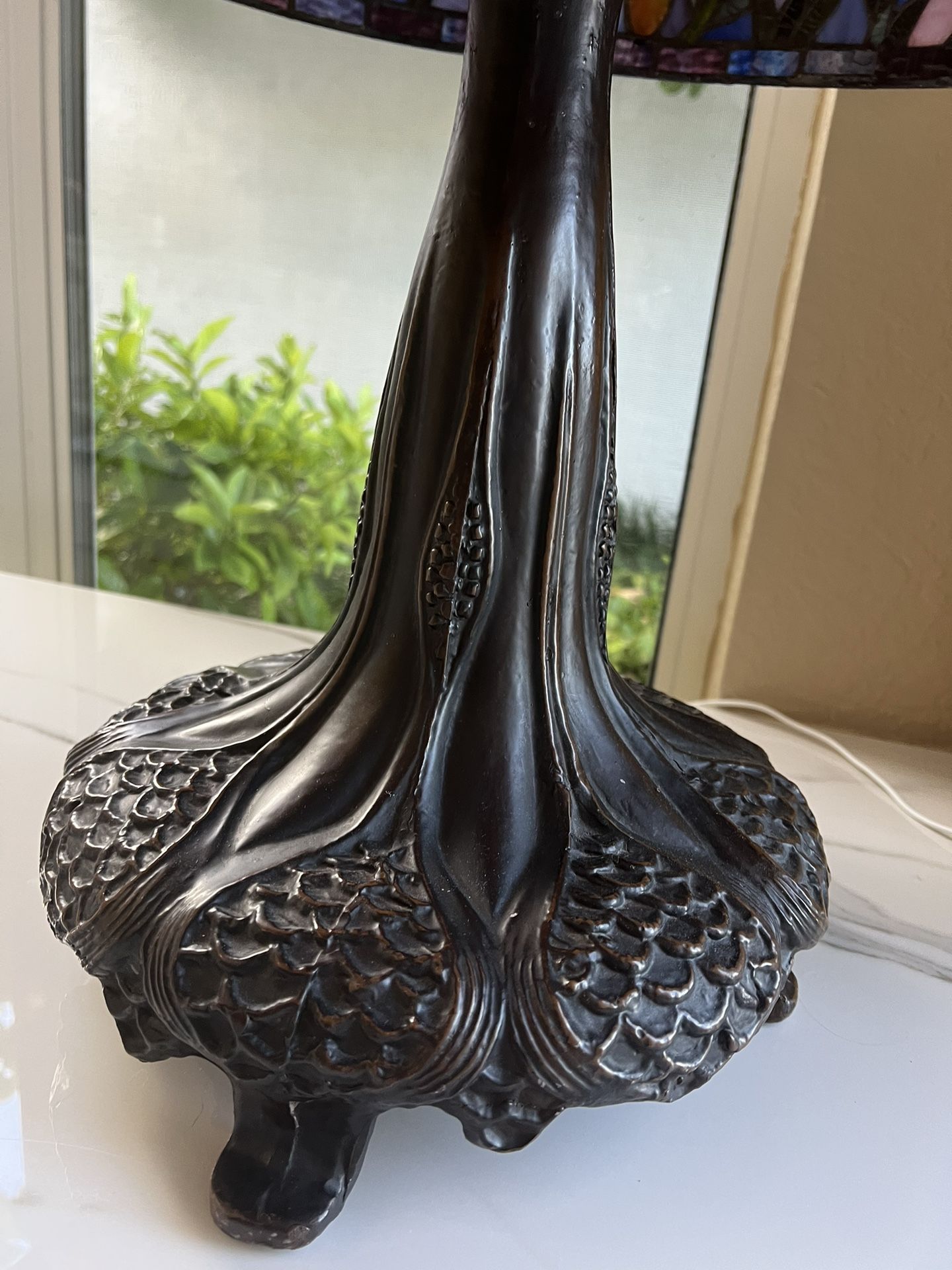 large Tiffany Style lamp measuring 27” tall and lamp shade is